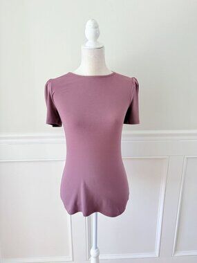 Express Dusky Purple Puff Sleeve Top With Keyhole Back Size Small